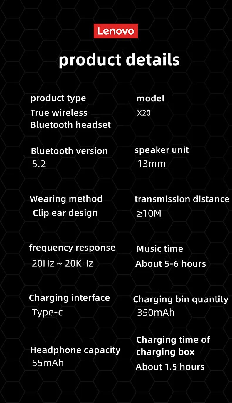 Lenovo X20 Wireless Earphones