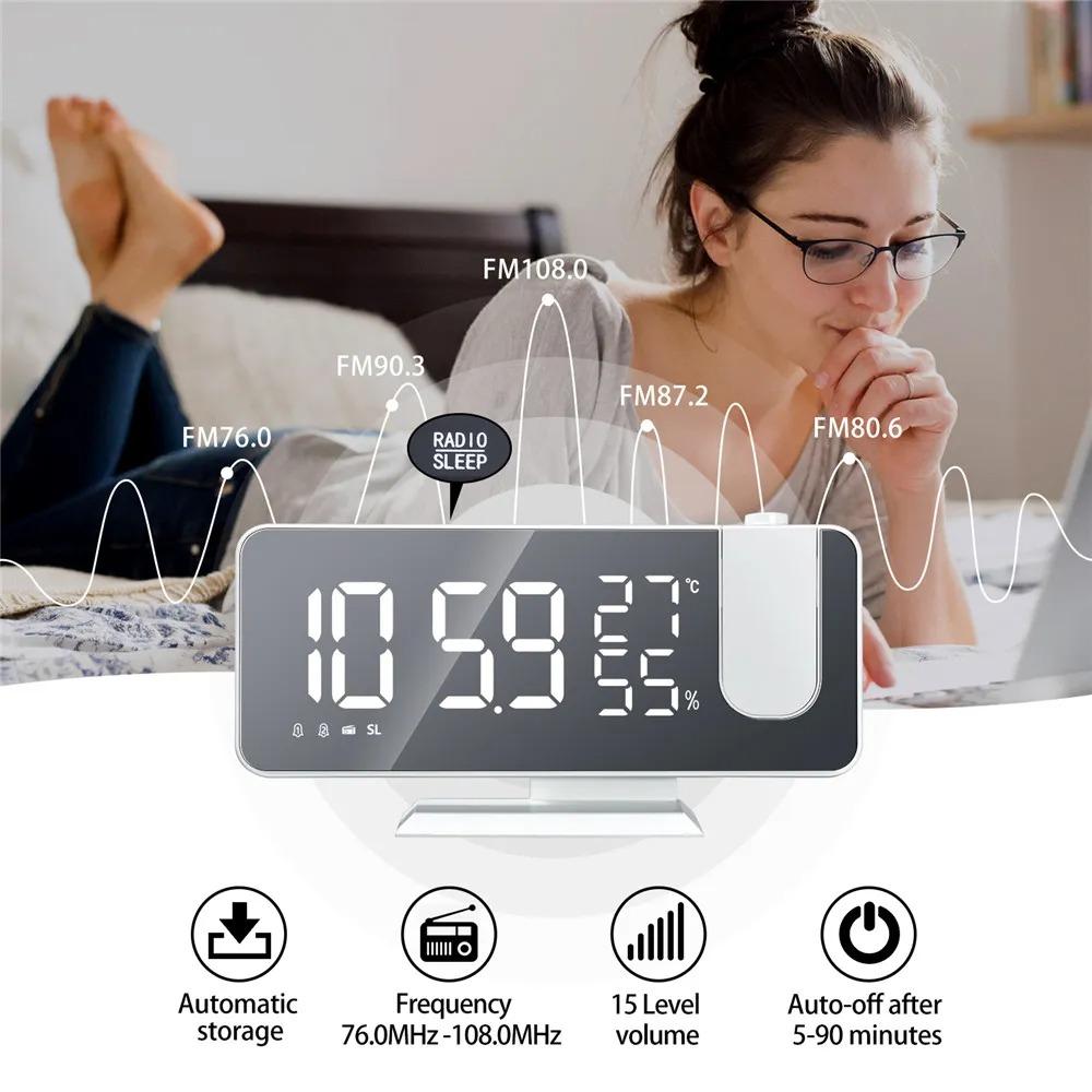 Digital Alarm Clock with 180°  Time Projector
