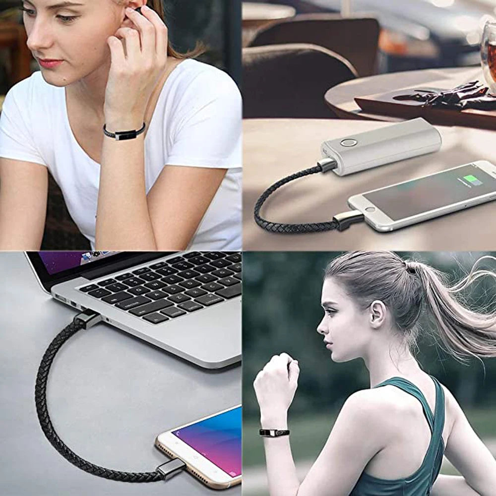 Compact Leather USB Charging Cable for iPhone, Samsung, HUAWEI, Xiaomi